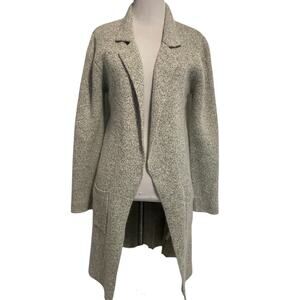 Monteau Open Duster Cardigan Womens Small Cream Gray Marled Sweater Blazer Layer